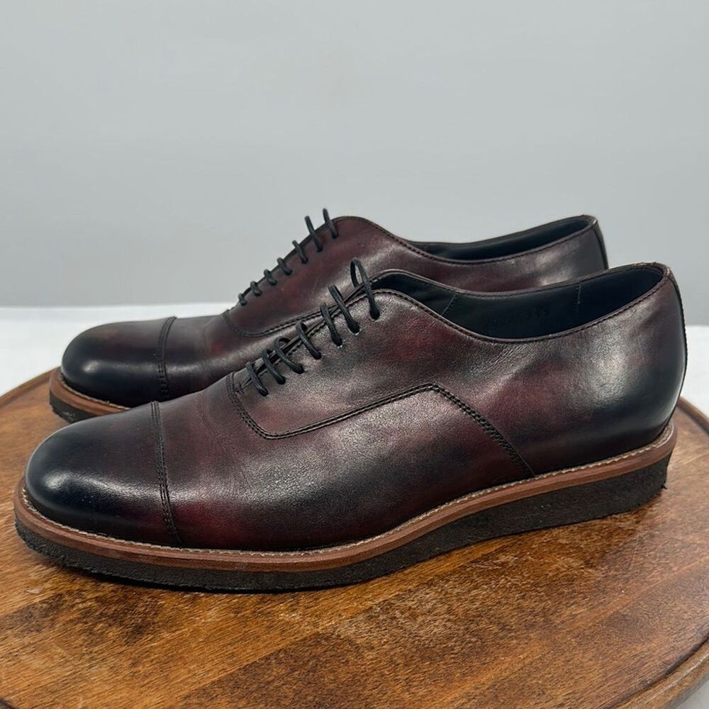 Boss Hugo Boss Shoes Mens 8 (UK 7) Aspin Leather Toe Cap Dark Red Rubber Sole